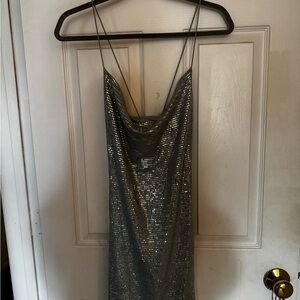 Elegant Silver Sequin Dress